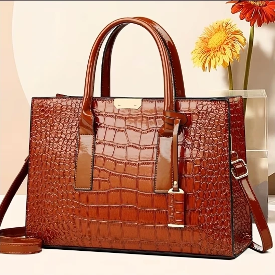 Crocodile Embossed Tote Handbag - photo 2