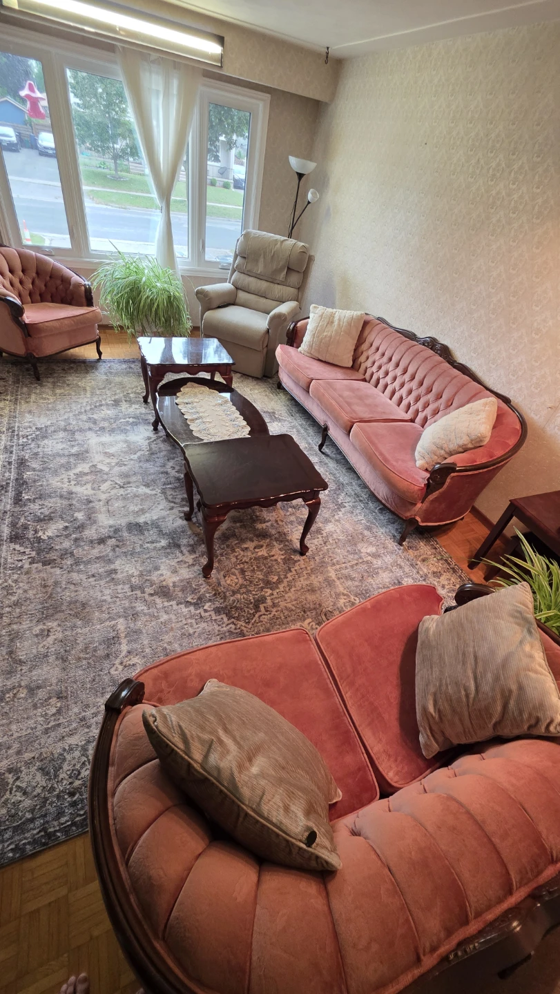 Vintage Pink Velvet Sofa and Chair Set - photo 5