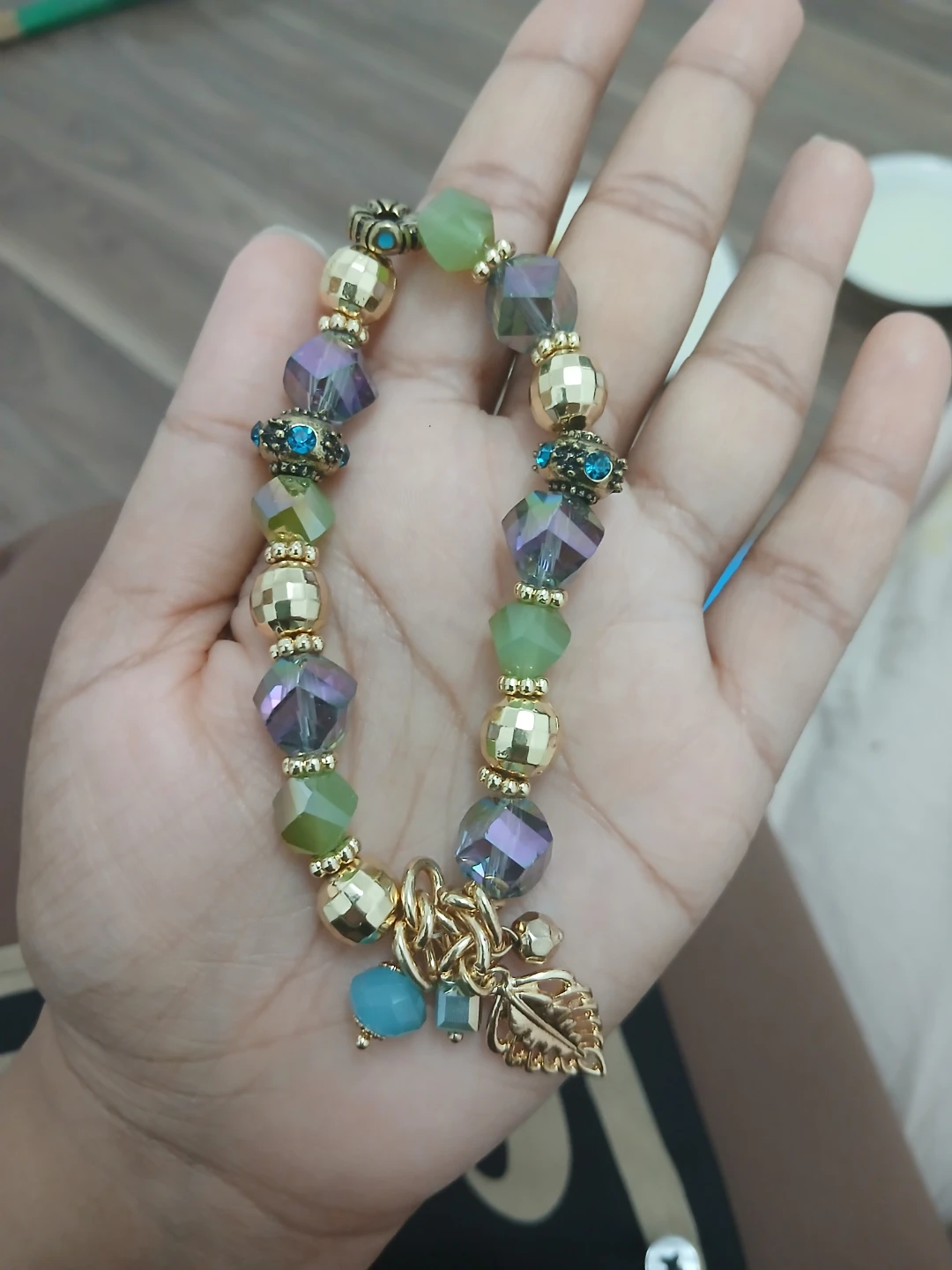 Beaded Charm Bracelet with Leaf and Feather Charms - photo 2