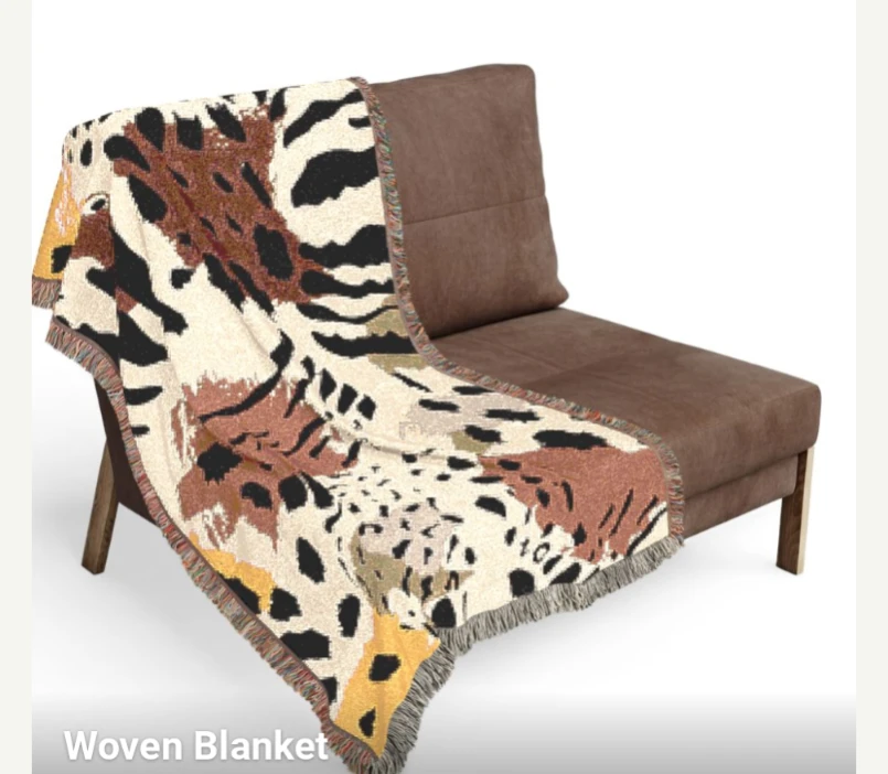 Woven Blanket with Animal Print
