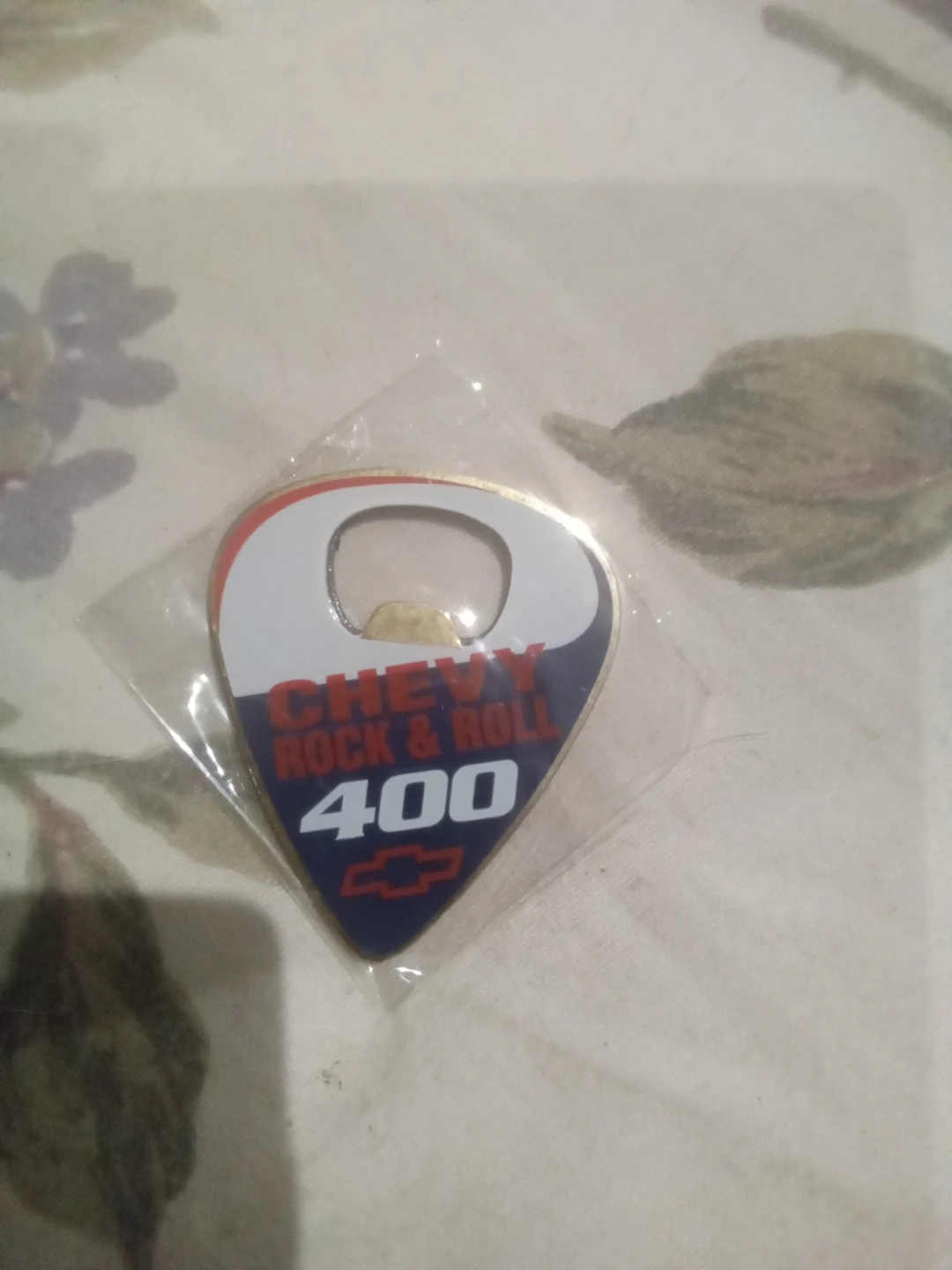 Chevy Rock & Roll 400 Guitar Pick Bottle Opener