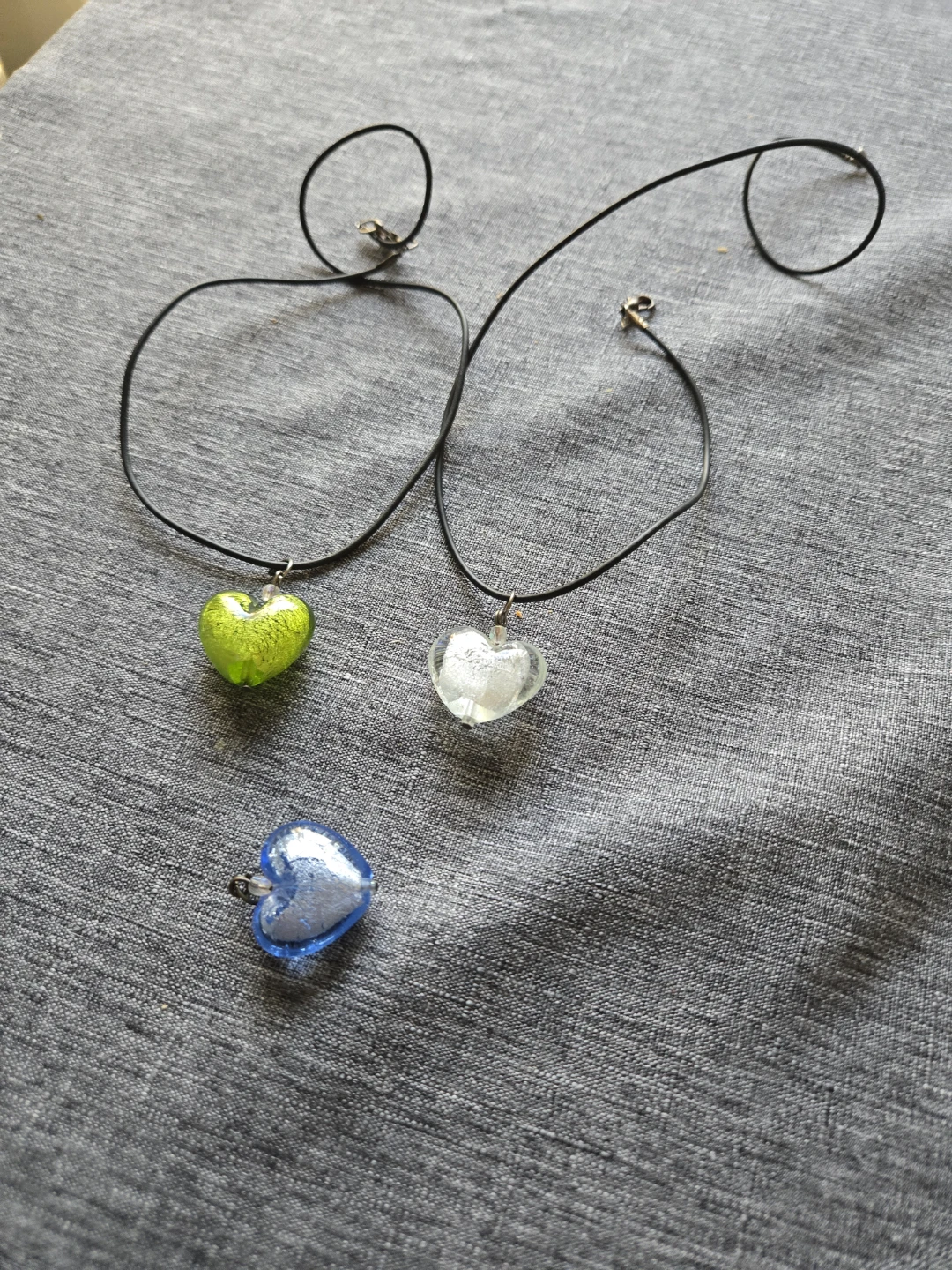 Glass Heart Pendants with Cords