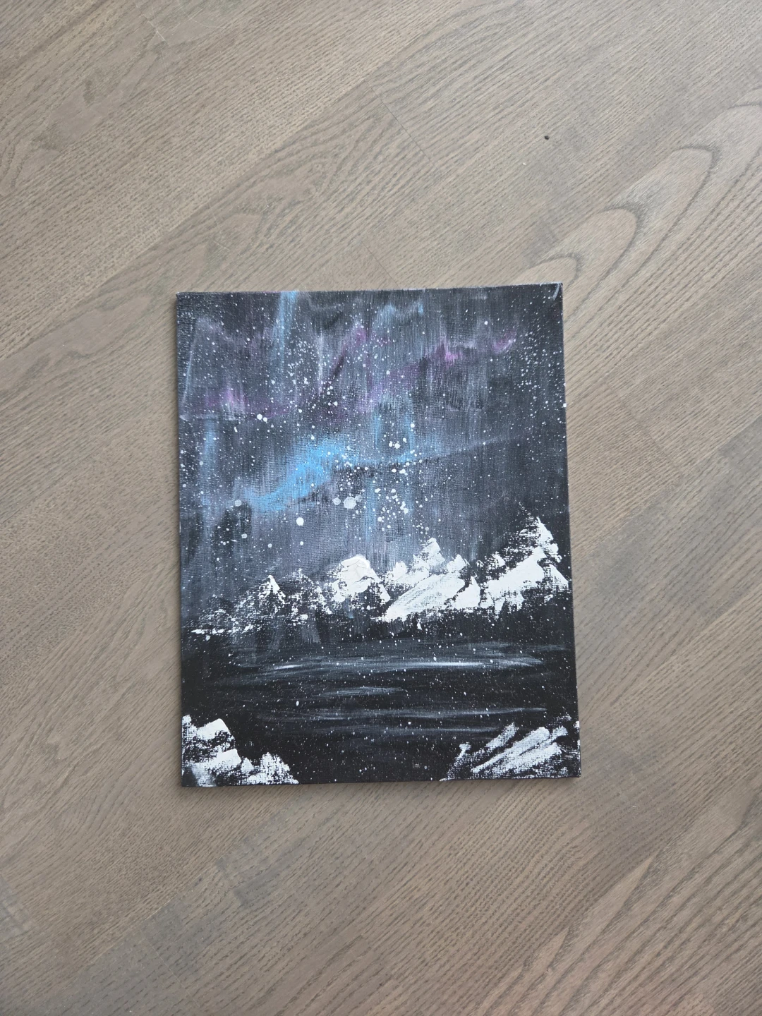 Aurora Borealis Mountain Landscape Painting