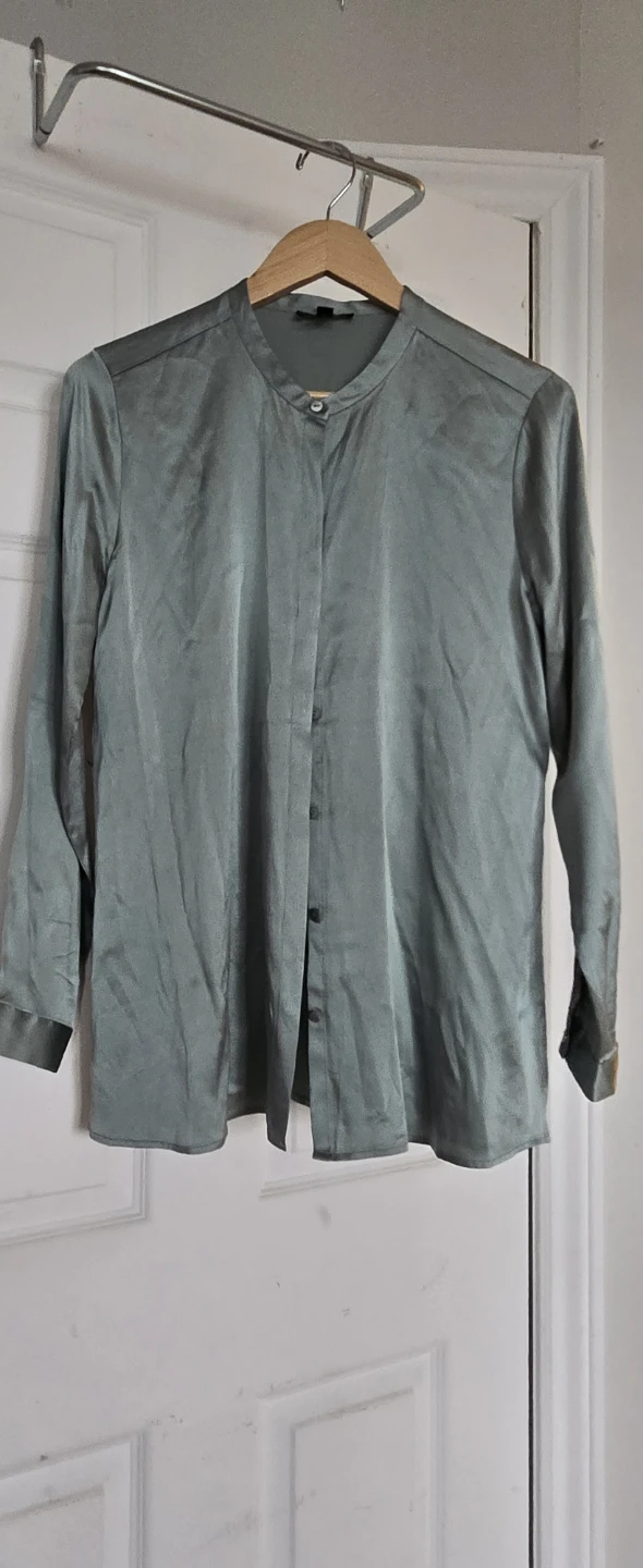 Eileen Fisher Women's Green Mandarin Collar Blouse Size S/P