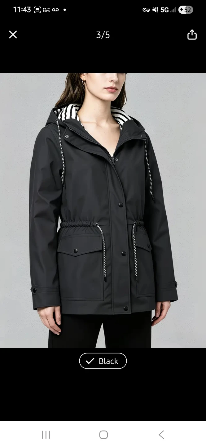 NEW Interior Striped Hooded Rain Jacket 💧 - photo 3