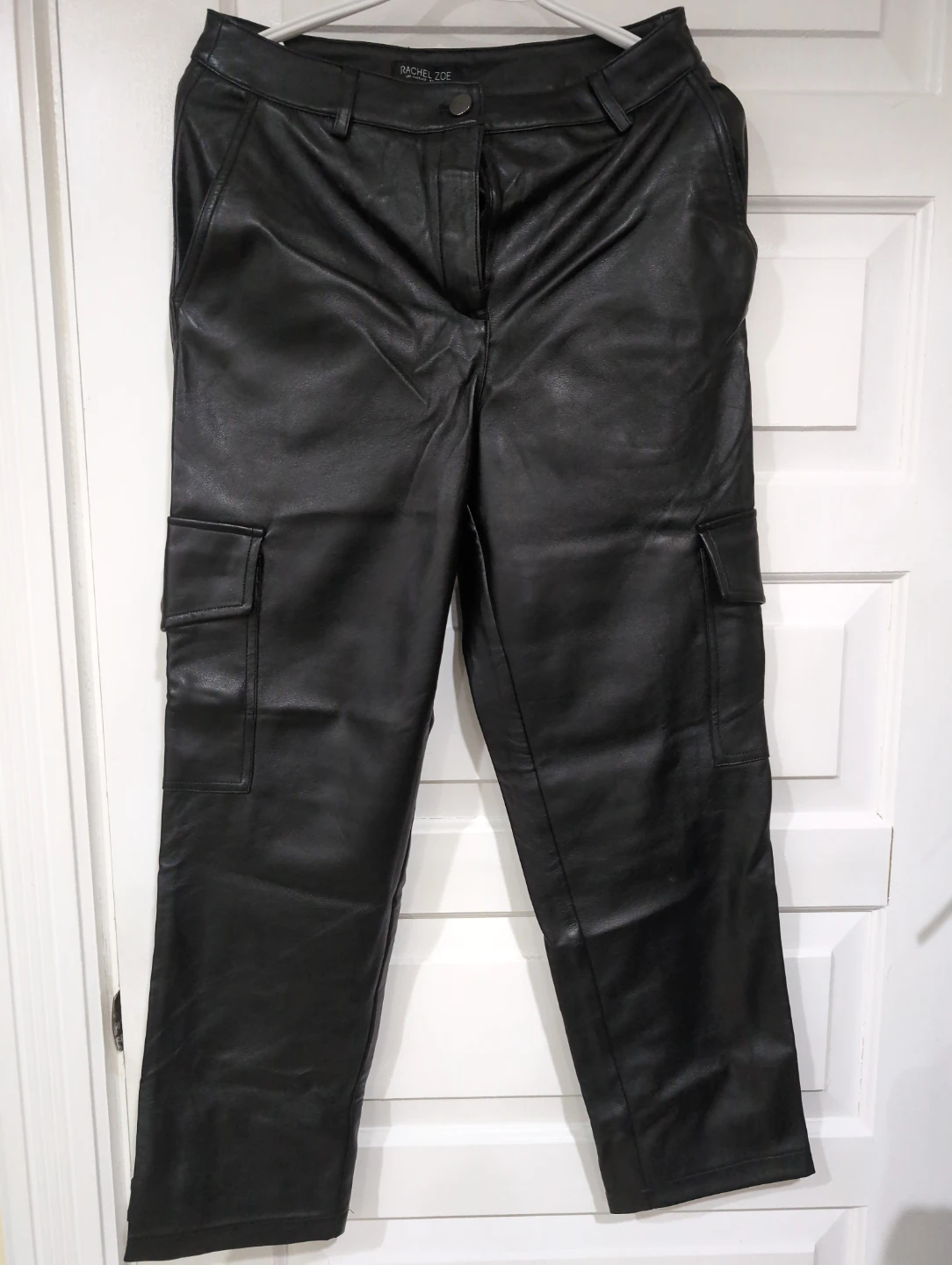 Rachel Zoe Black Faux Leather Cargo Pants