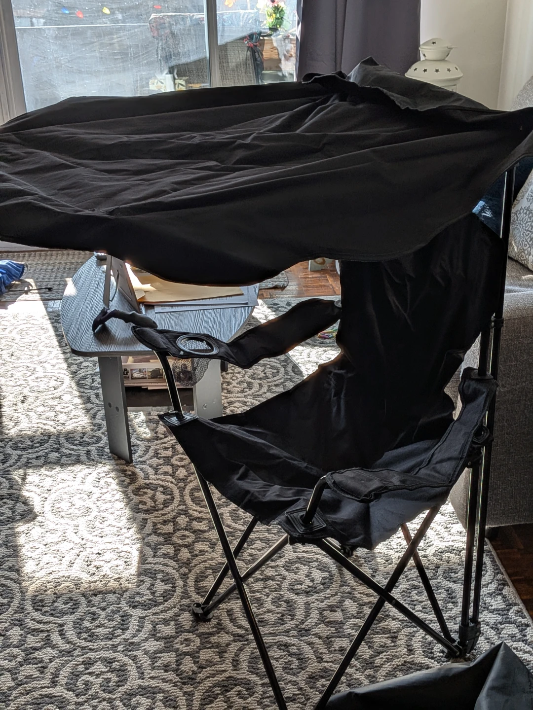 Black Folding Camping Chair with Canopy - photo 2