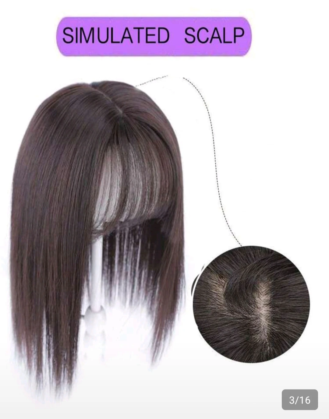 Hair Topper with Bangs - Dark Brown - photo 4
