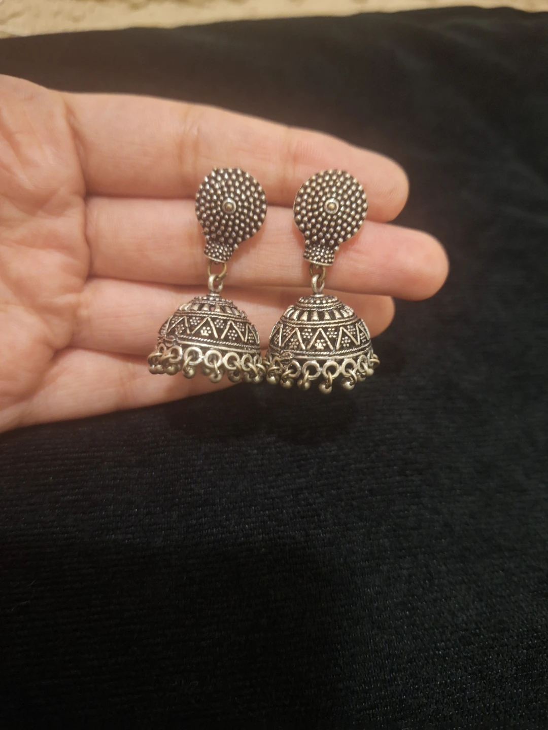 Silver-Tone Jhumka Earrings (2) and Necklace Set - photo 3
