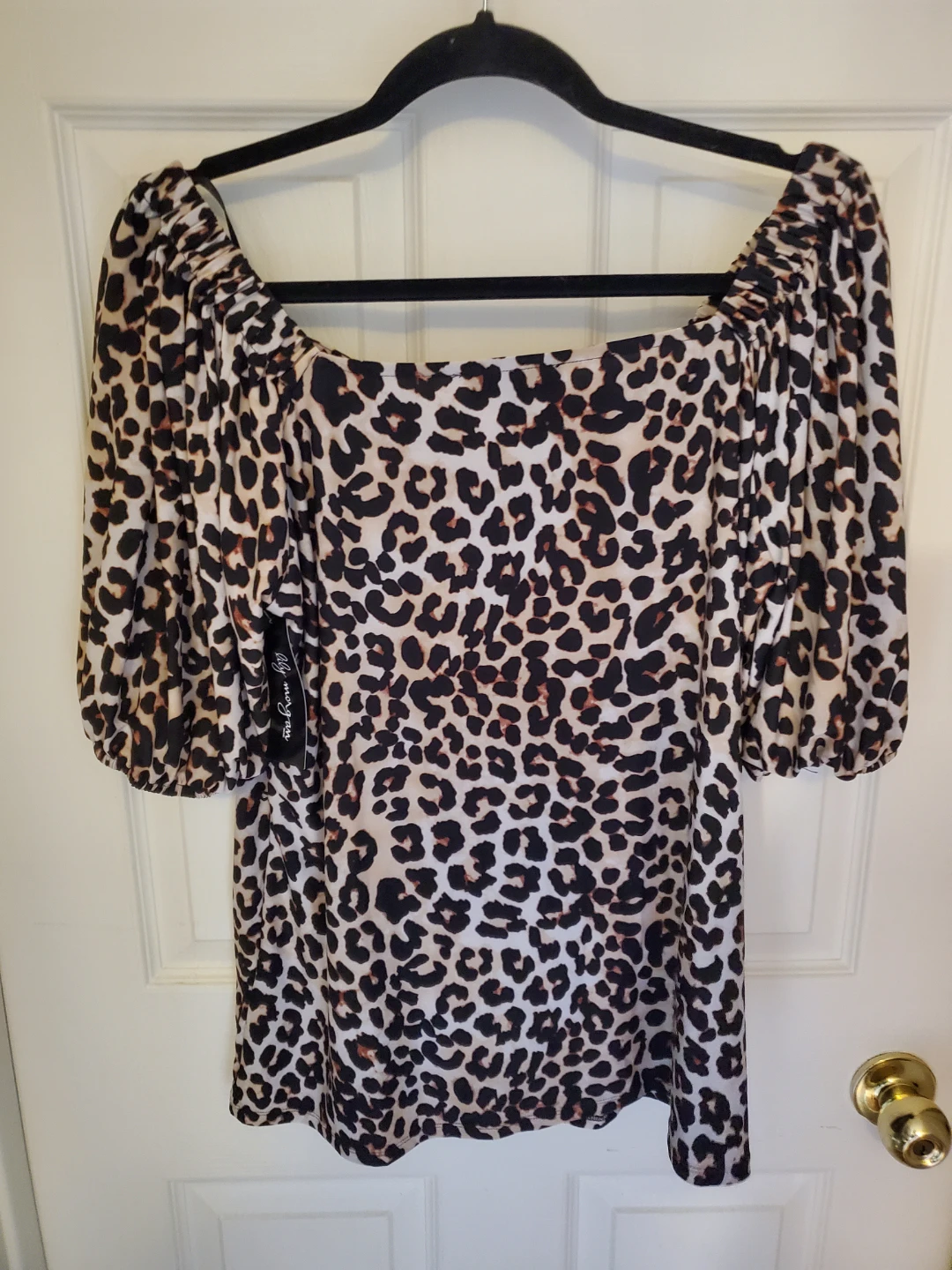 Lily Morgan Leopard Print Puff Sleeve Top Size XL - photo 3