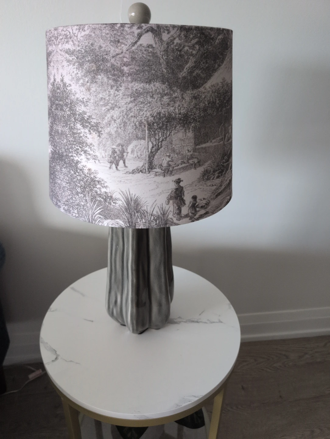 Table Lamp with Scenic Print Shade