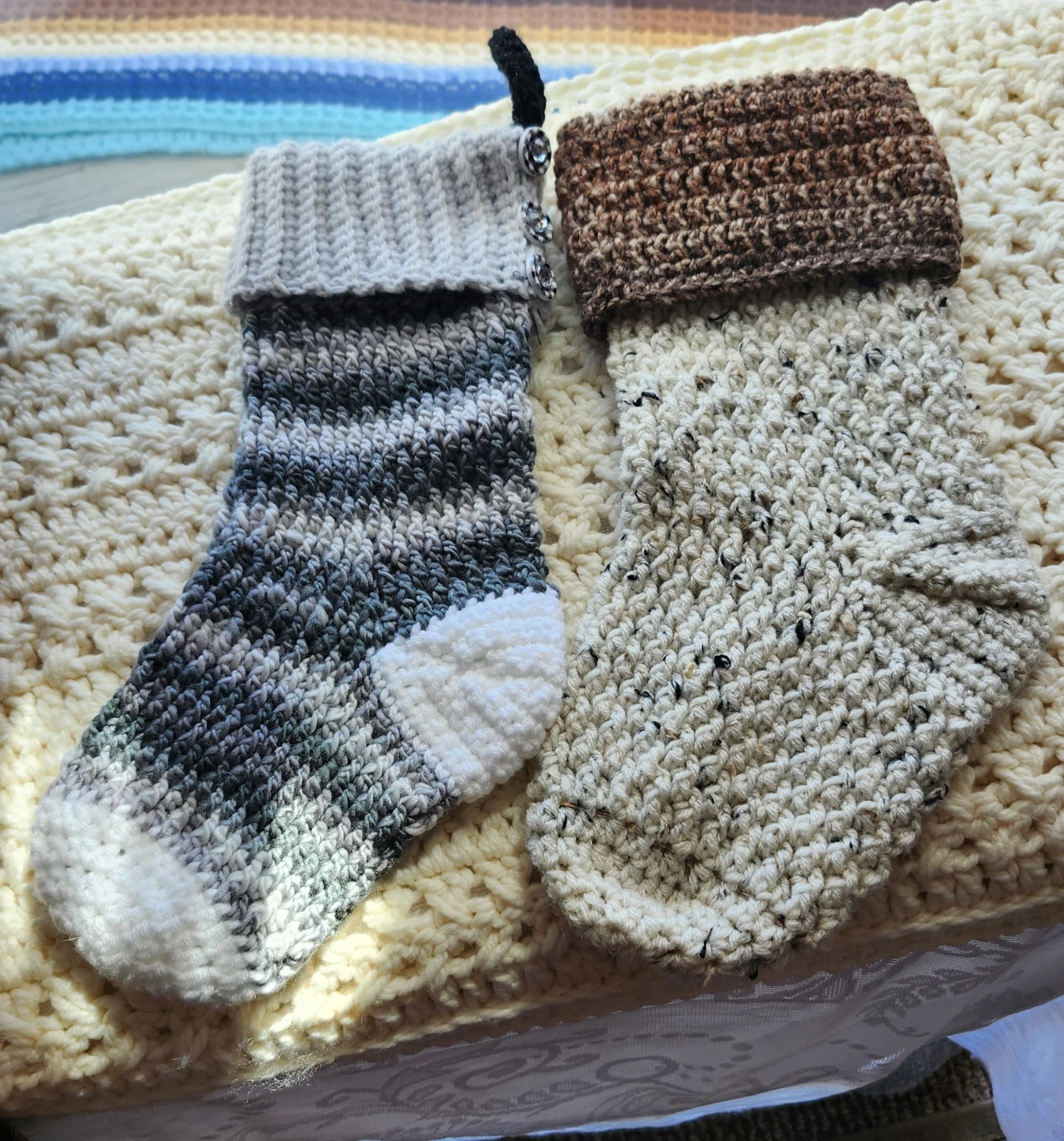 Hand-Crocheted Christmas Stockings size small $20 each