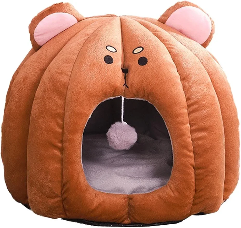 Cute Brown Bear Pet Bed House for cats
