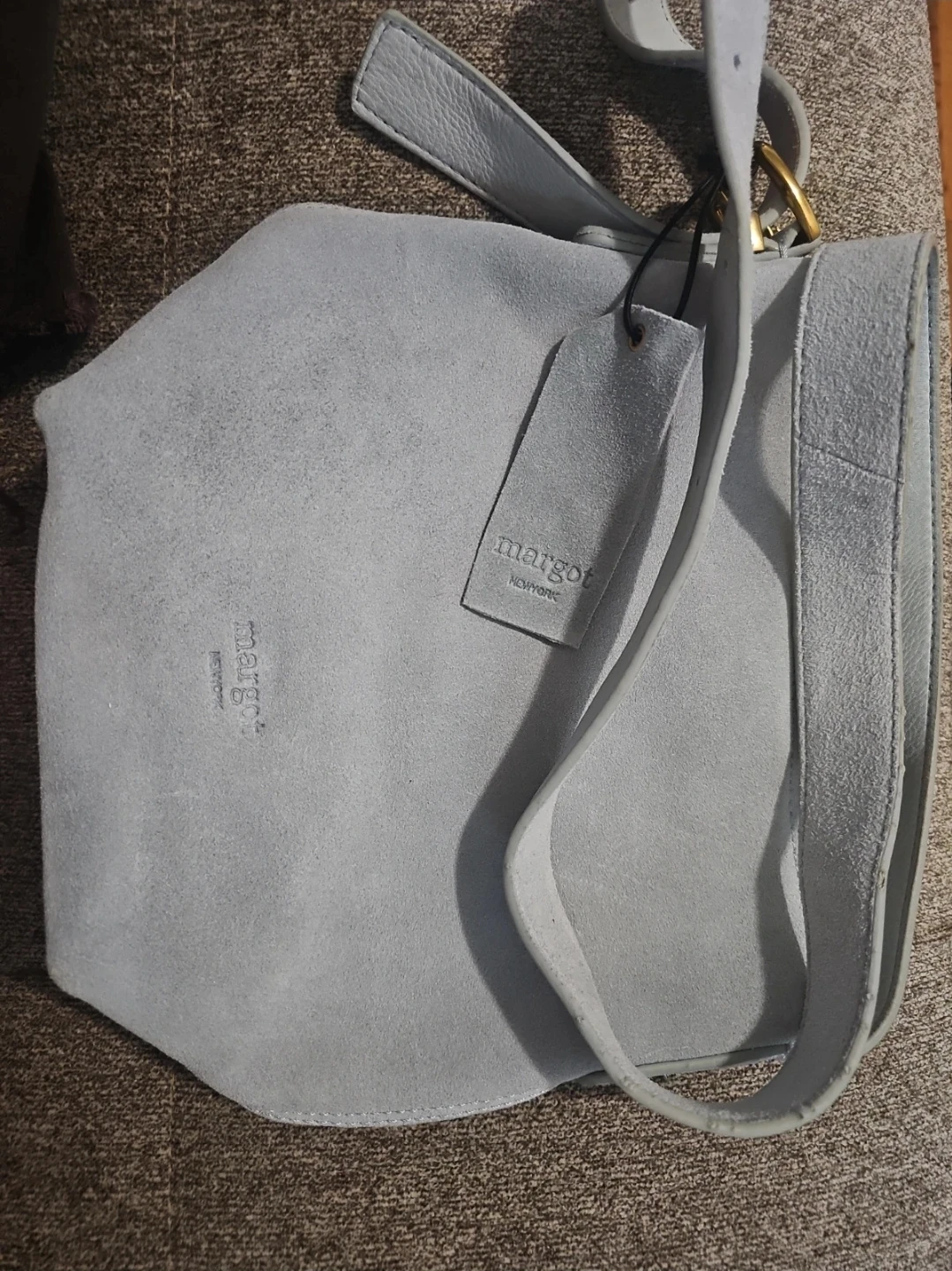 Margot New York Light Blue Suede Shoulder Bag - photo 2