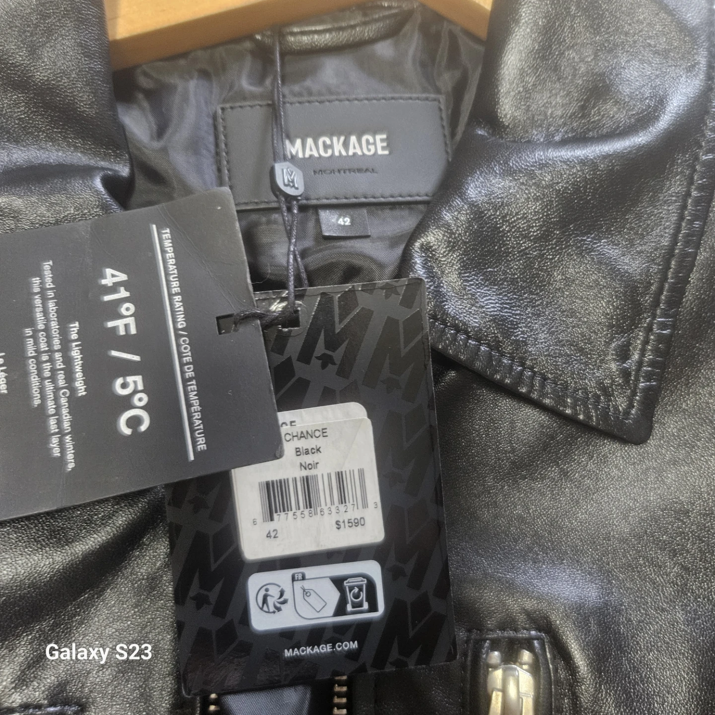 MACKAGE Black Leather Bomber Jacket