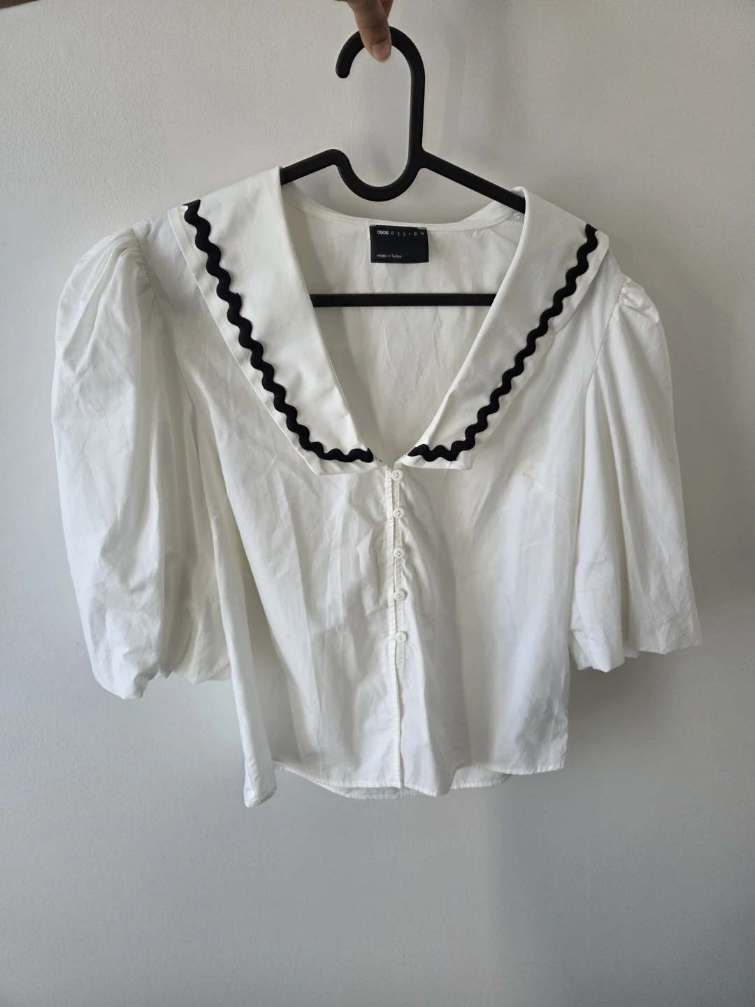 Asos White Blouse with Black Trim