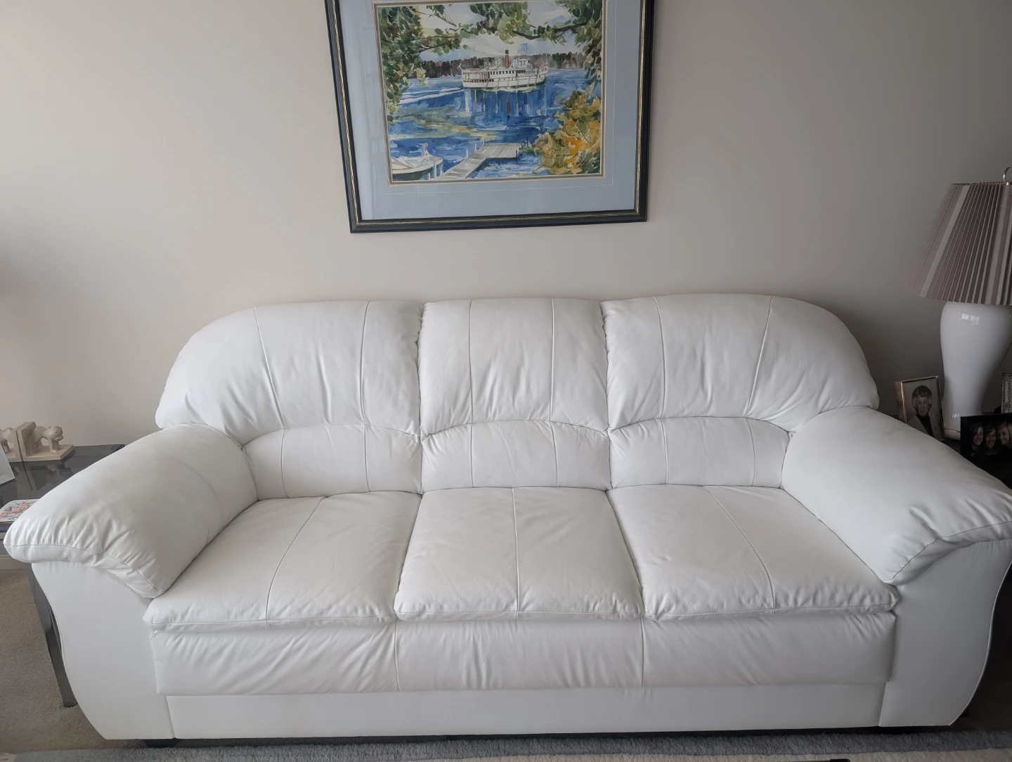 White Leather Sofa - photo 2