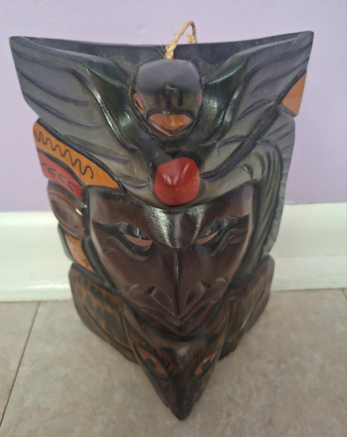 Vintage Wooden Aztec Mayan Hand-carved Mask - photo 3