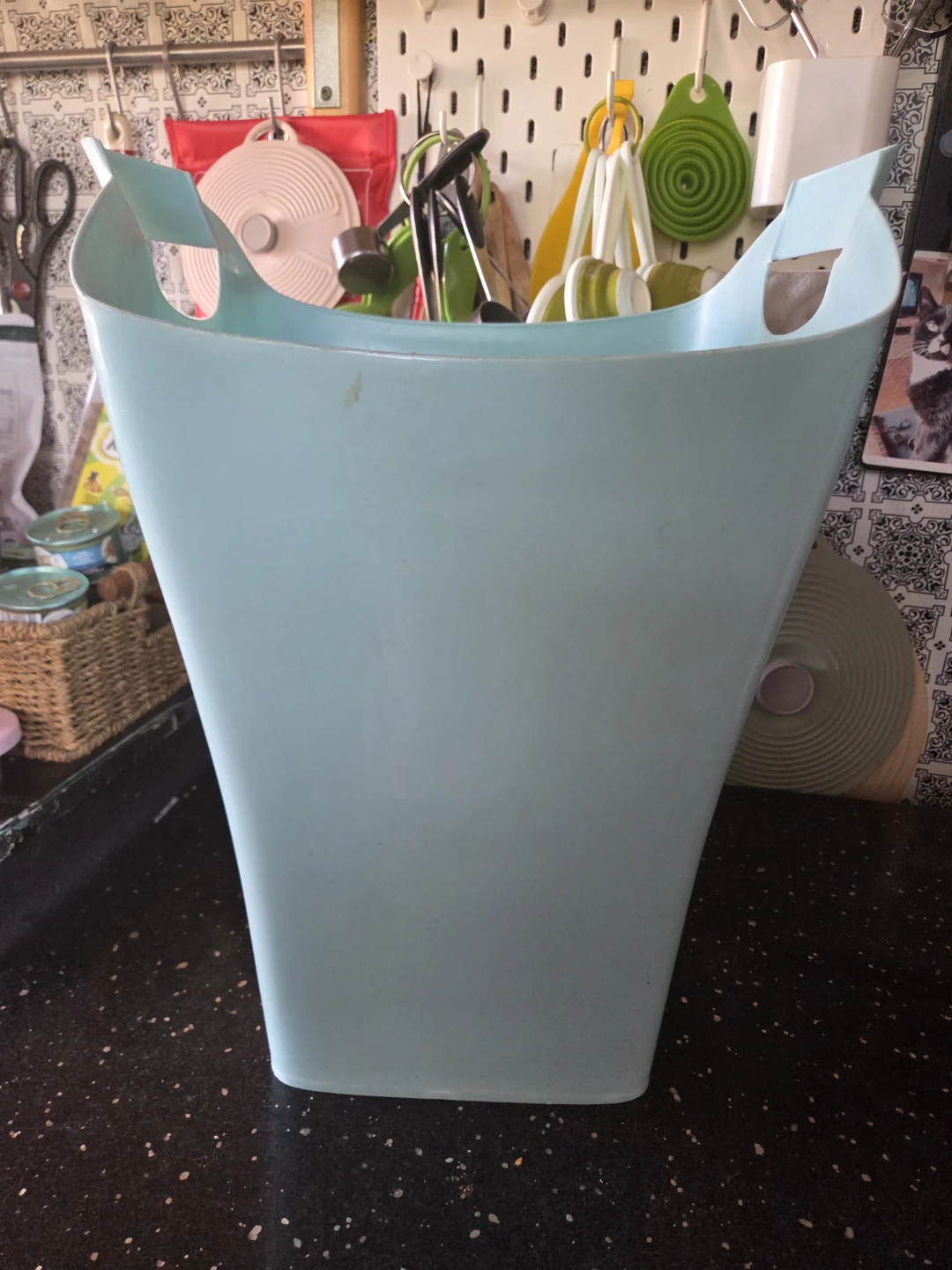 Turquoise Plastic Storage Bin