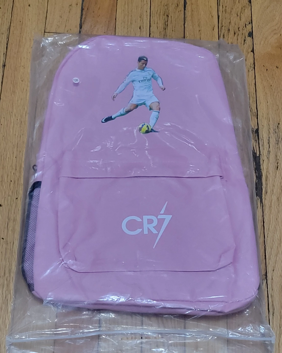 Pink CR7 Backpack with Cristiano Ronaldo Graphic