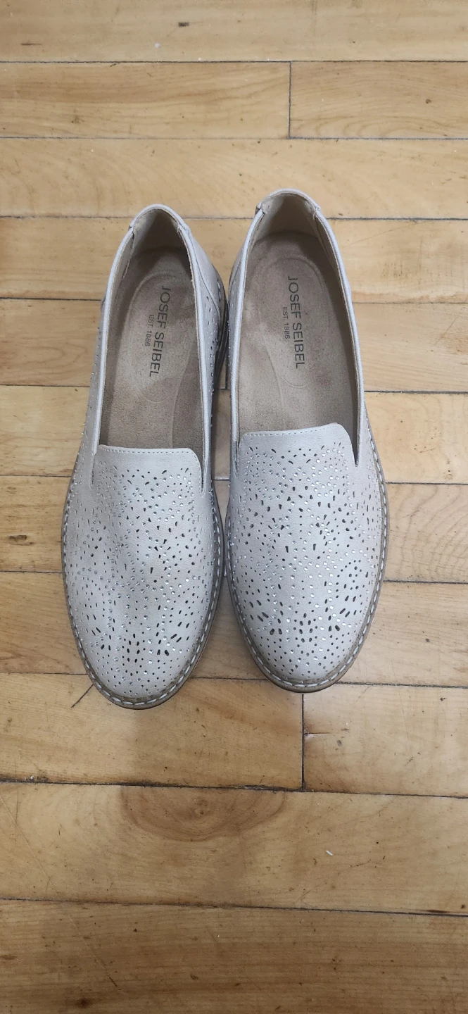 Josef Seibel Beige Perforated Loafer Shoes