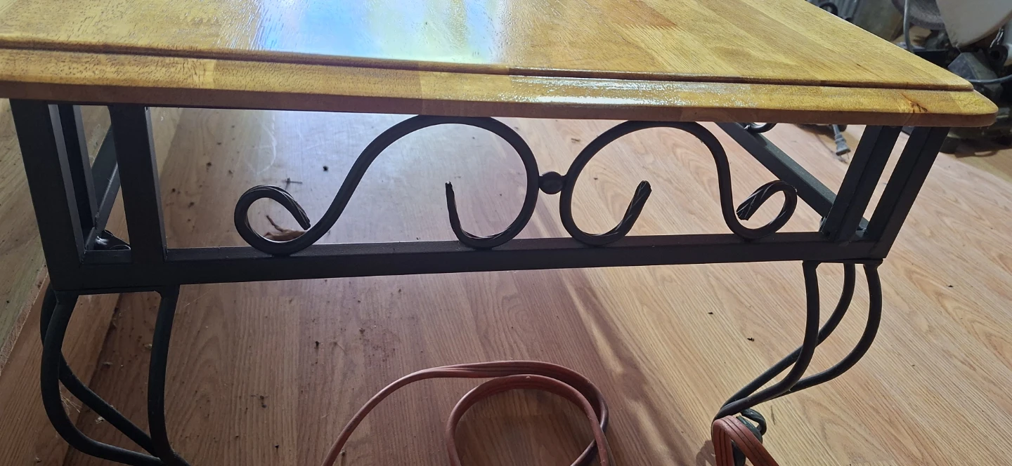 Wooden Coffee Table with wrought iron Base - photo 2