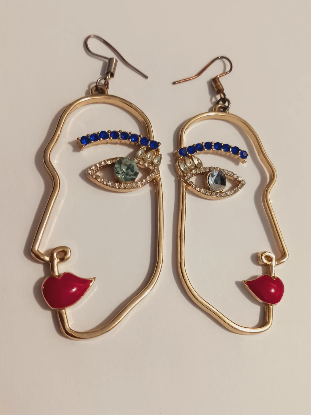 PICASSO Abstract Face Dangle Earrings with Rhinestones - photo 2