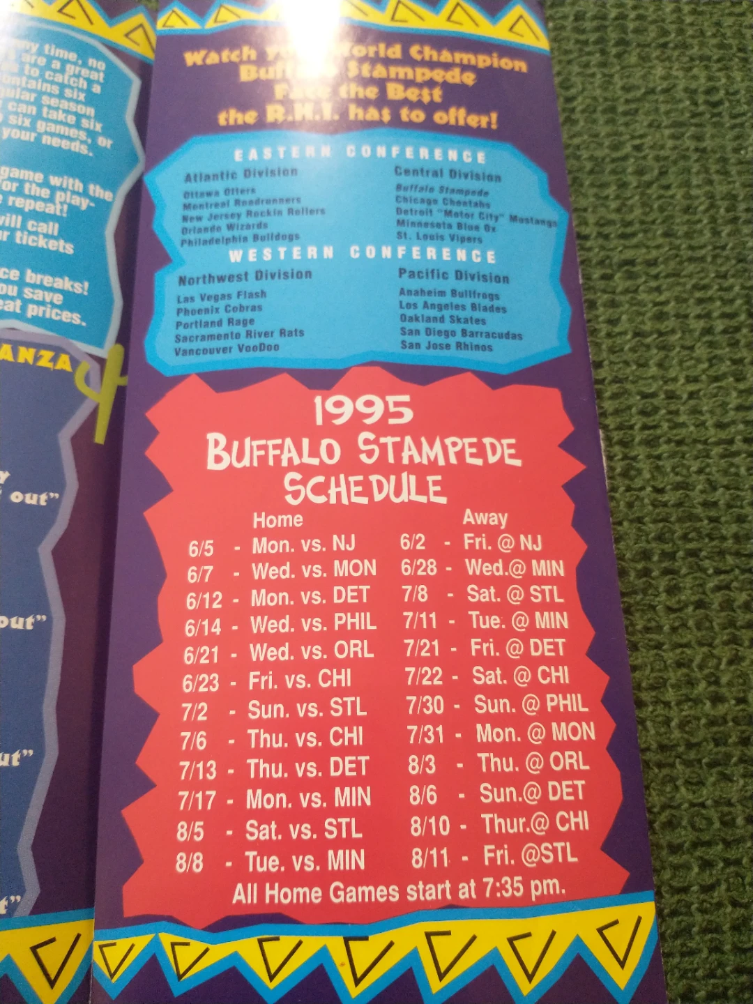 1995 RHI Buffalo Stampede Roller Hockey Champions Schedule - photo 4