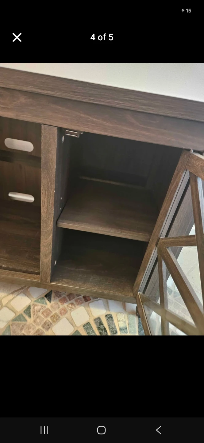 Dark Wood TV Stand with X-Pane Doors - photo 3