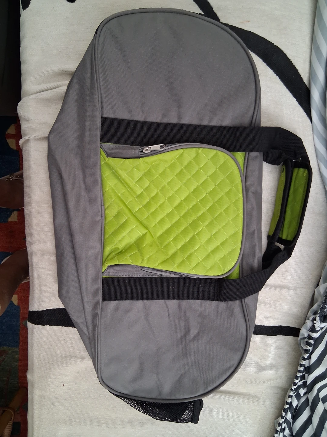 Gray and Lime Green Duffel Bag