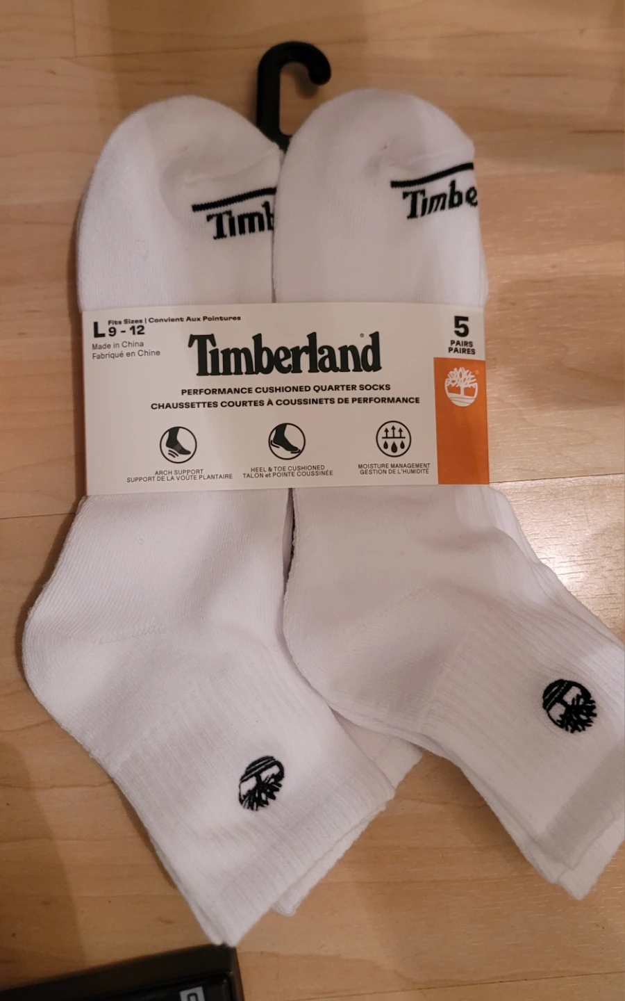 Timberland White Performance Cushioned Quarter Socks