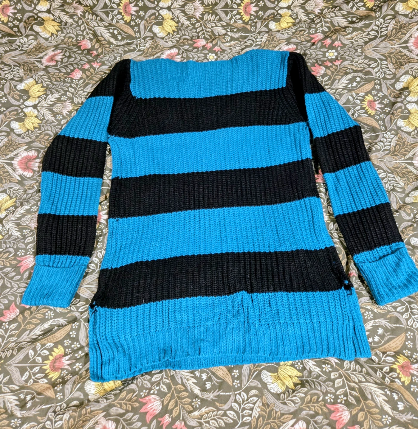Teal/ blue and black  striped sweater - photo 3