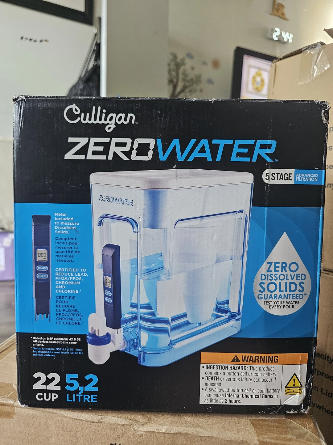 Culligan ZeroWater 5.2L Water Filter Pitcher with TDS Meter