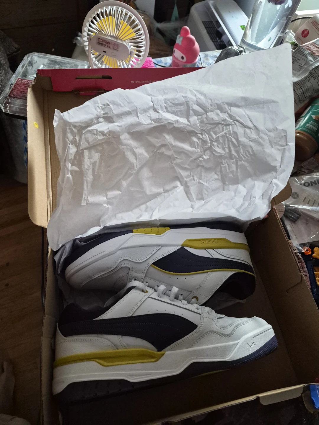 Puma Rebound Retro White Deep Plum Yellow Men's Shoes - photo 4