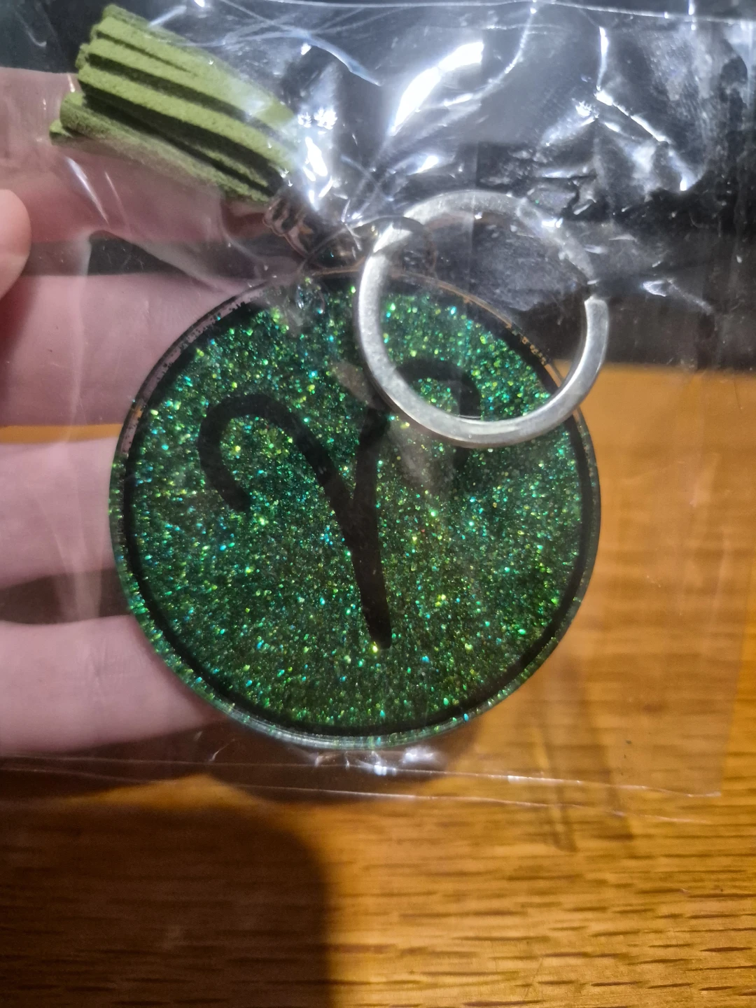 Aries Zodiac Sign Glitter Keychain