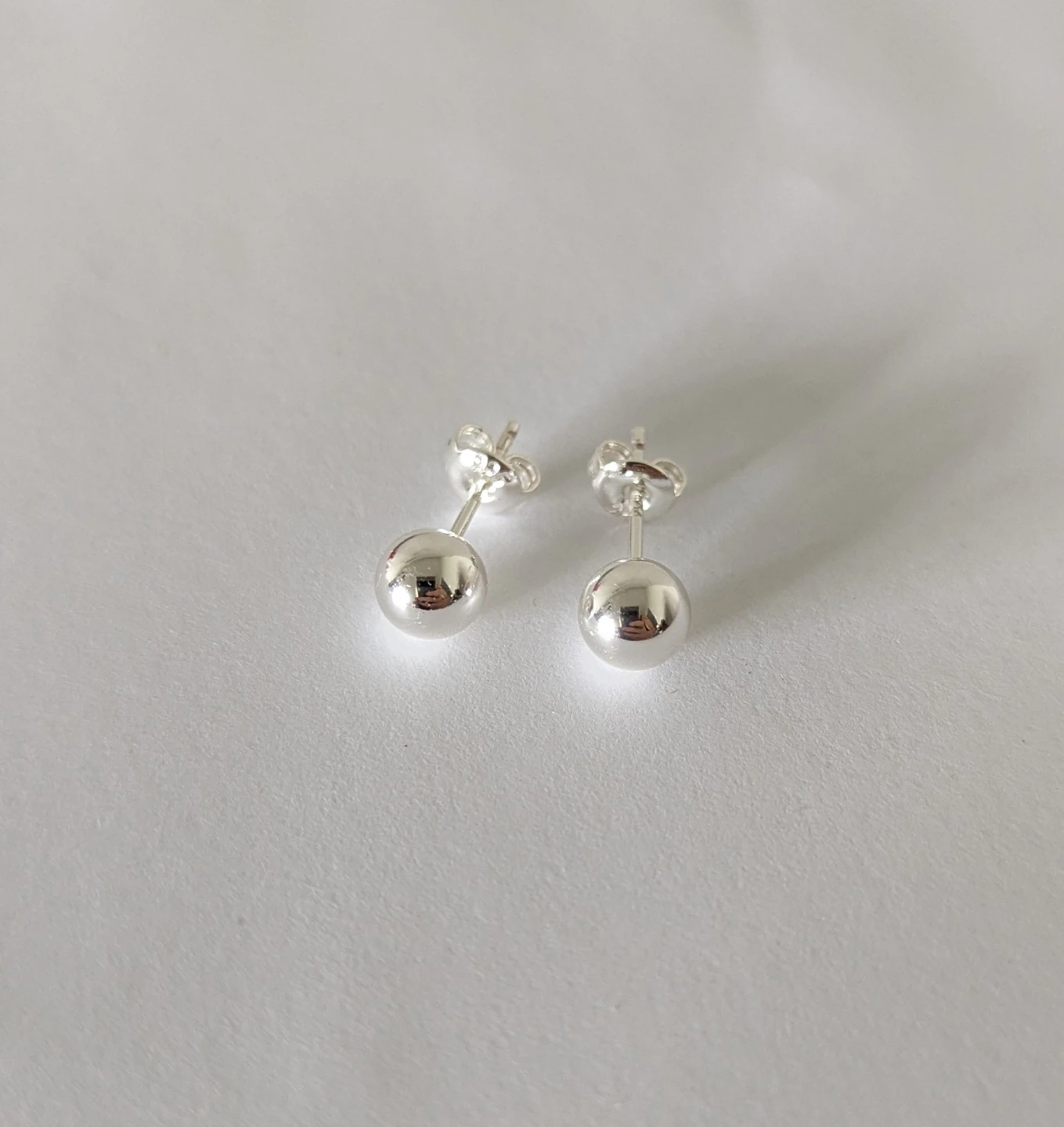 Classic 6mm Silver Ball Stud Earrings (925 Sterling Silver)