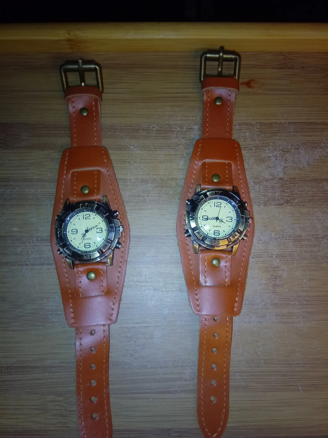 Men's Leather Cuff Watch - Set of 2