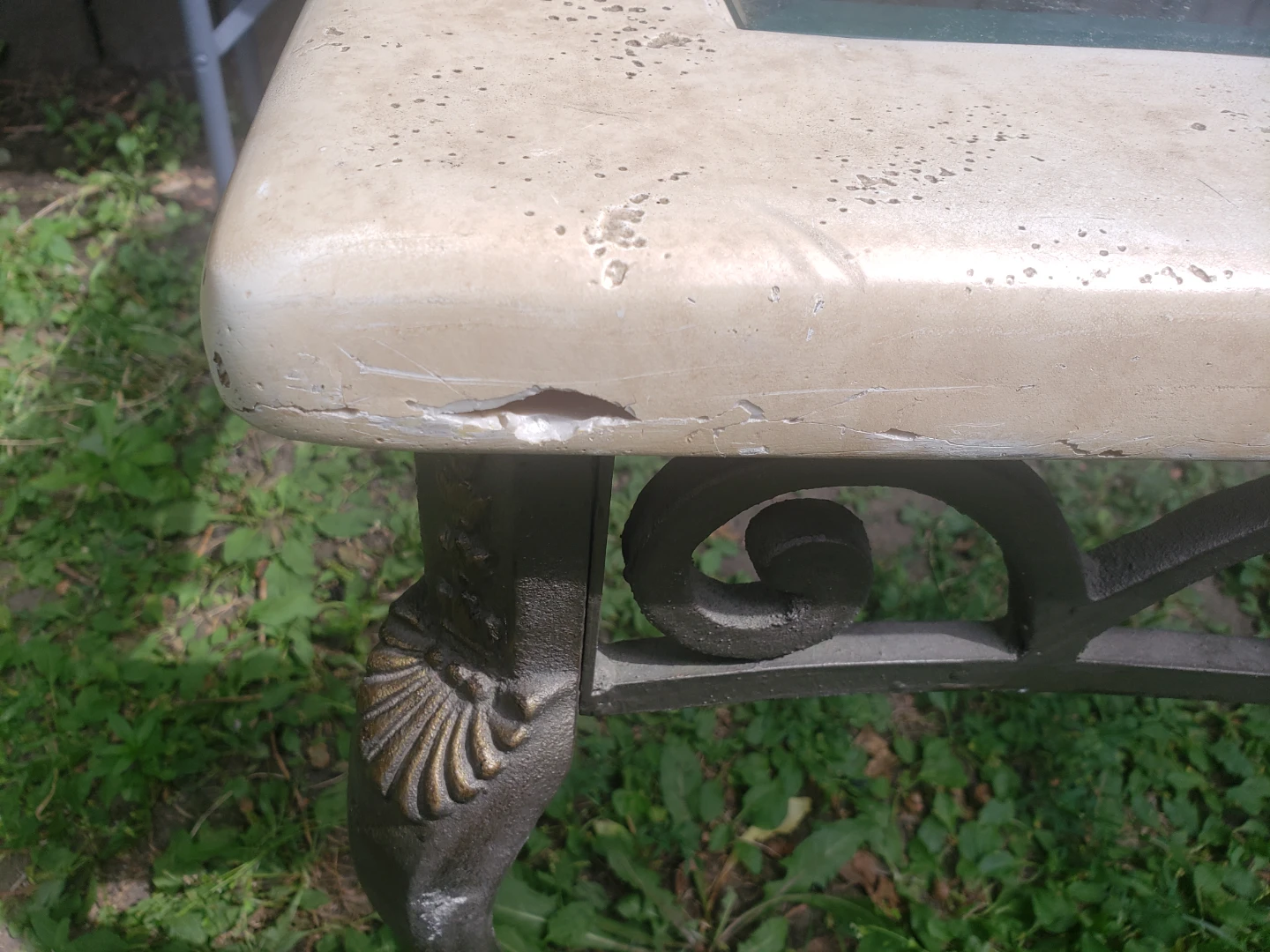 Antique Cast Iron with  Glass Top Coffee Table - photo 2