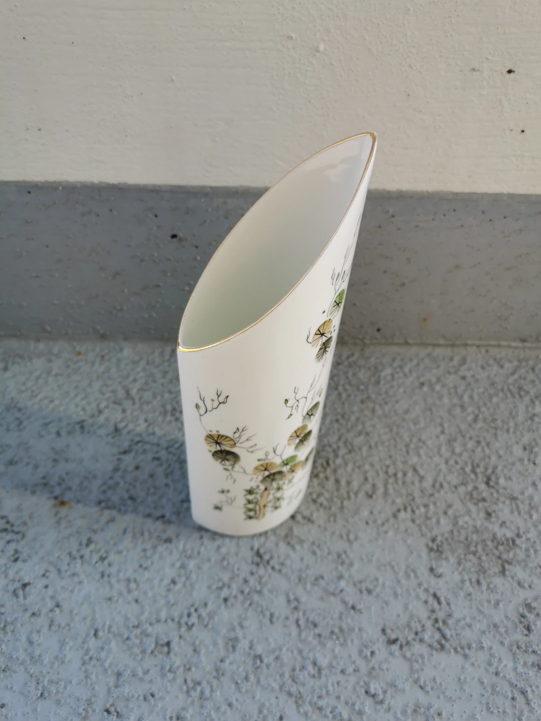 Vintage Jiesia Fine Bone China Vase Floral Gold Trim Lithuania - photo 4