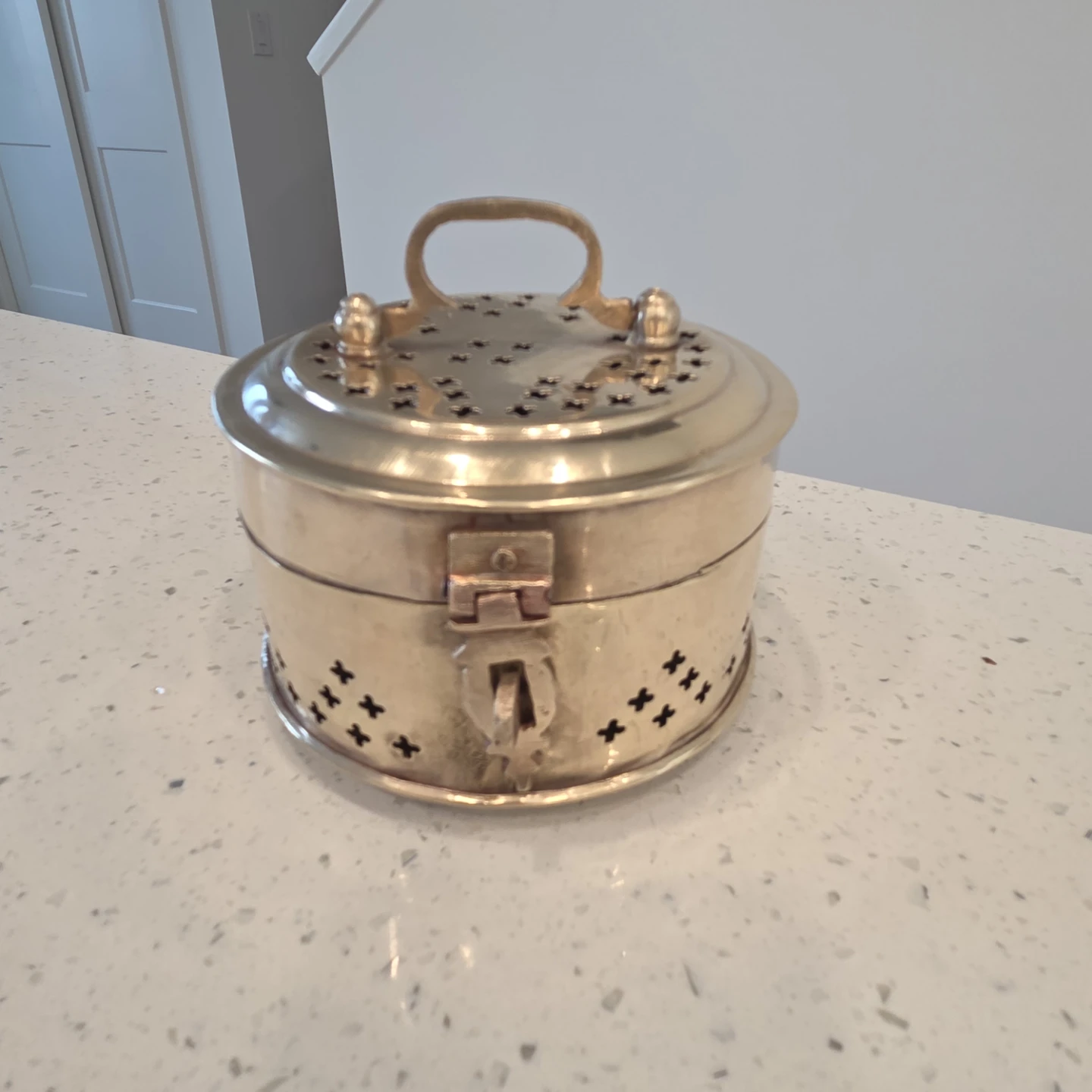 Brass Decorative Box with Perforated Lid - photo 5