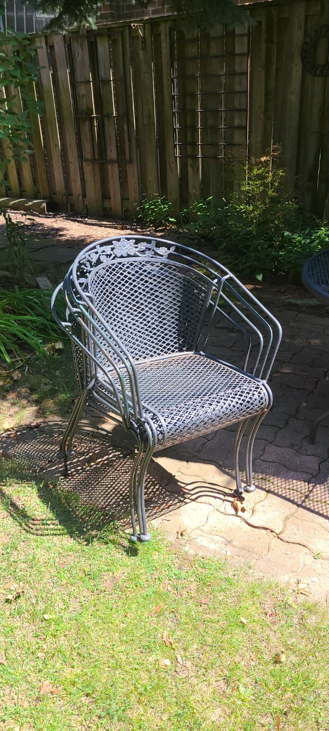 Wrought Iron Patio Set - Table, 4 Chairs, Pads Umbrella, Base - photo 5