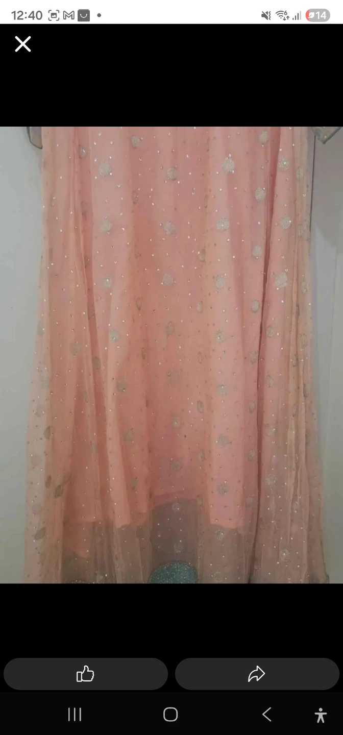 Women's Peach Embellished 3 peace  size large