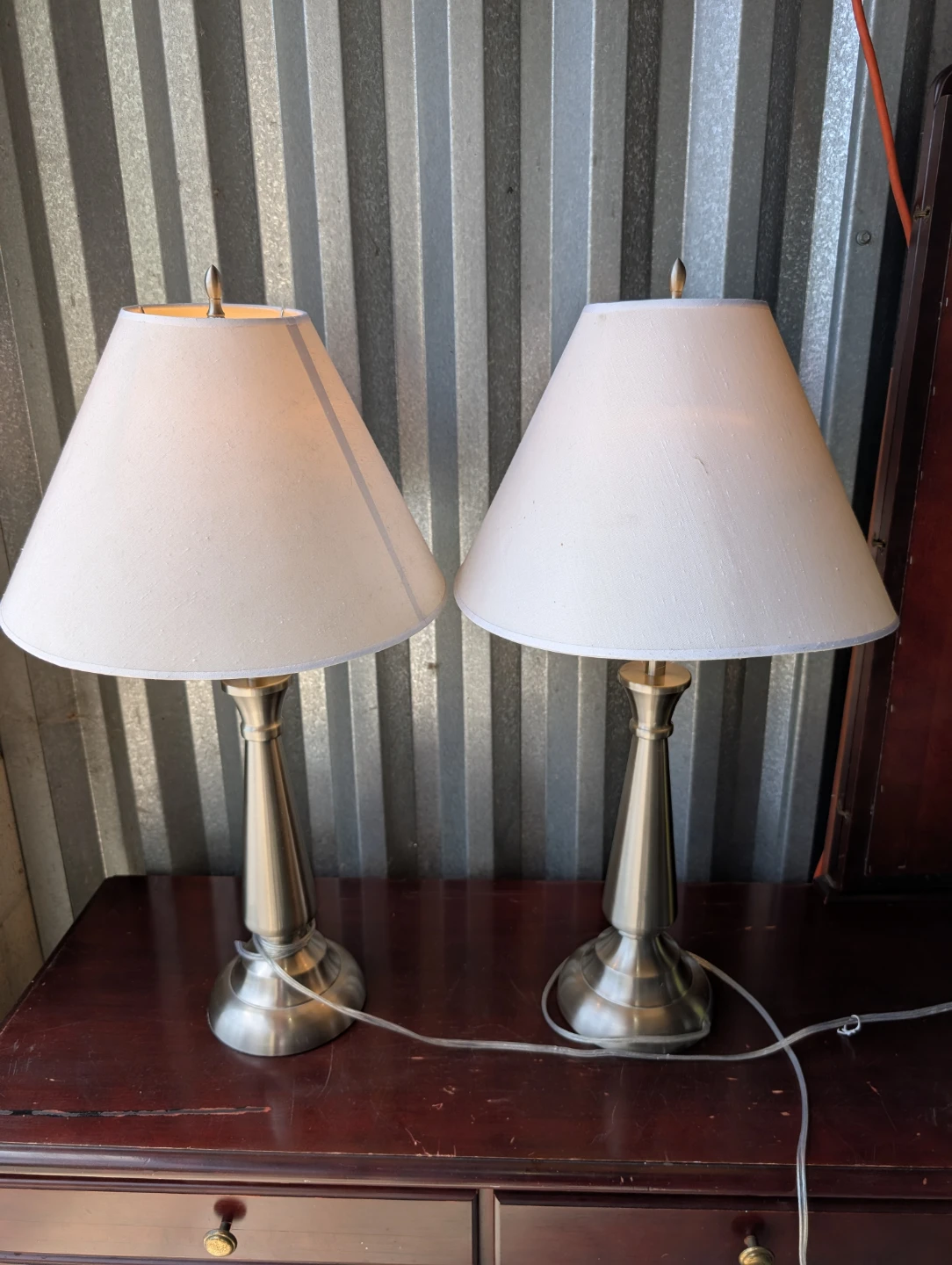 Pair of Brushed Nickel Table Lamps