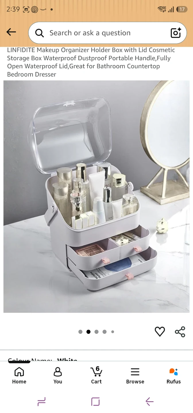 LINFIDITE Makeup Organizer Holder Box with Lid Cosmetic Storage