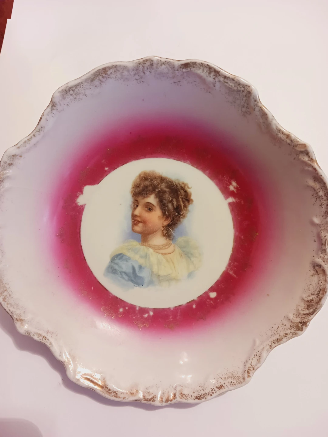 Antique 1880s Austrian Handpainted Portrait Porcelain Bowl - photo 4
