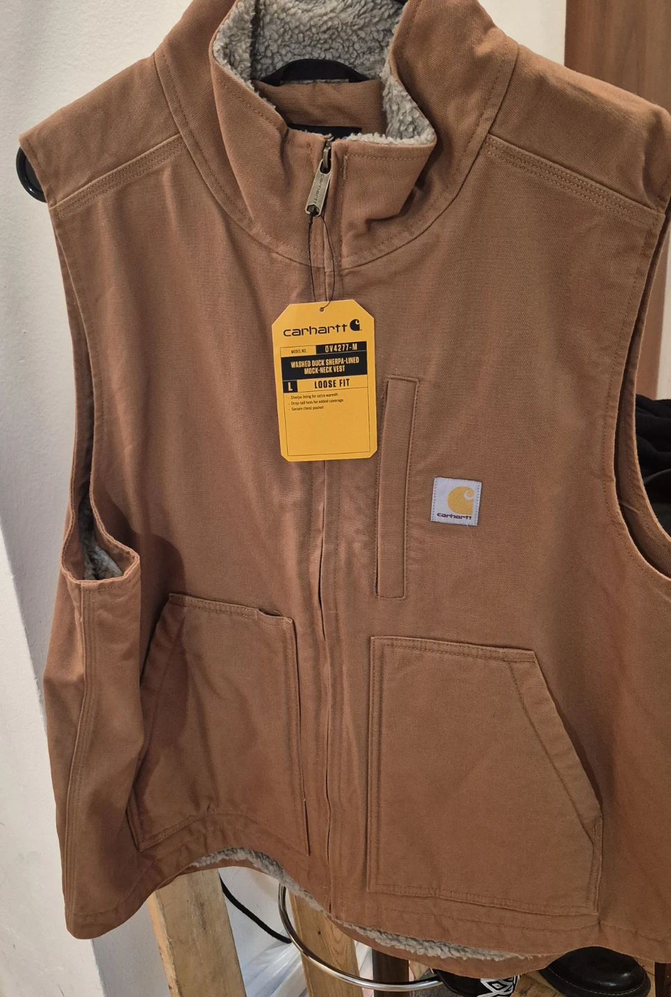 BNWT)Carhartt LG Washed Duck Sherpa-Lined Mock-Neck Vest