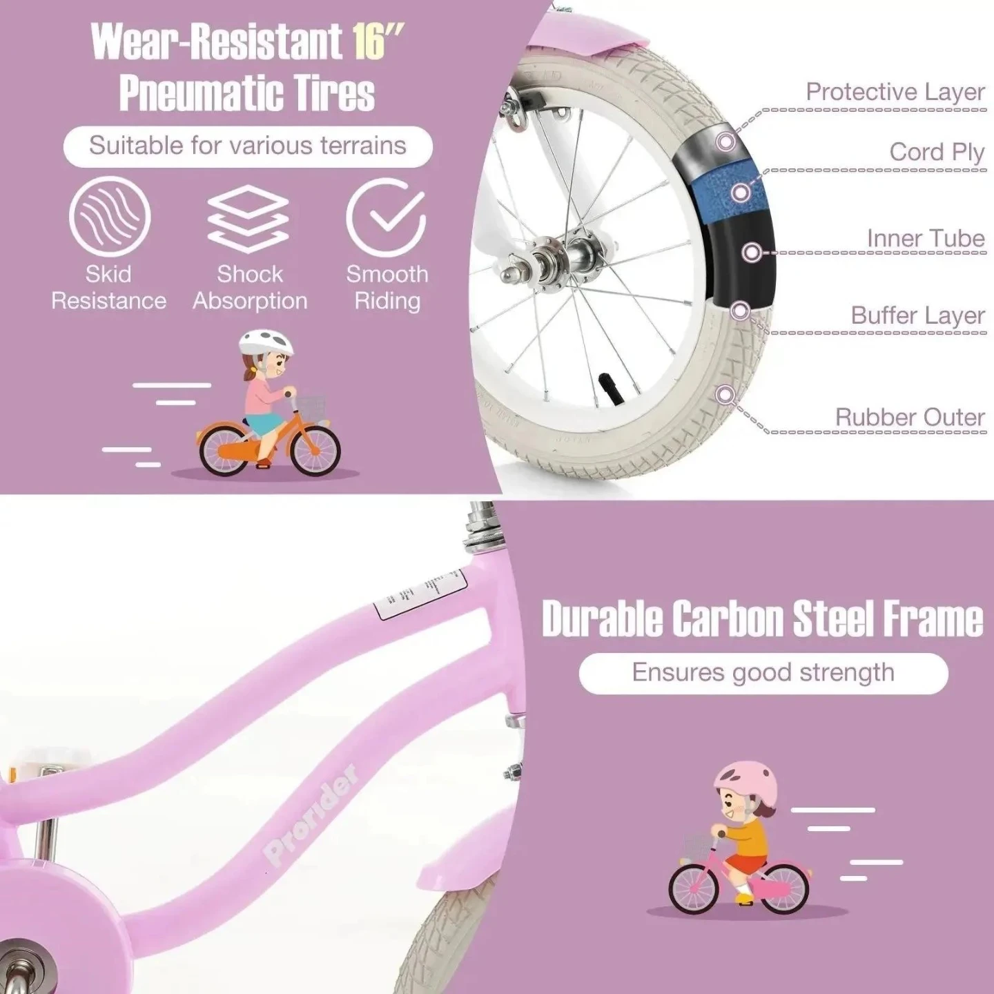 Prorider 16" Pink Carbon Steel Kids Bike - photo 5