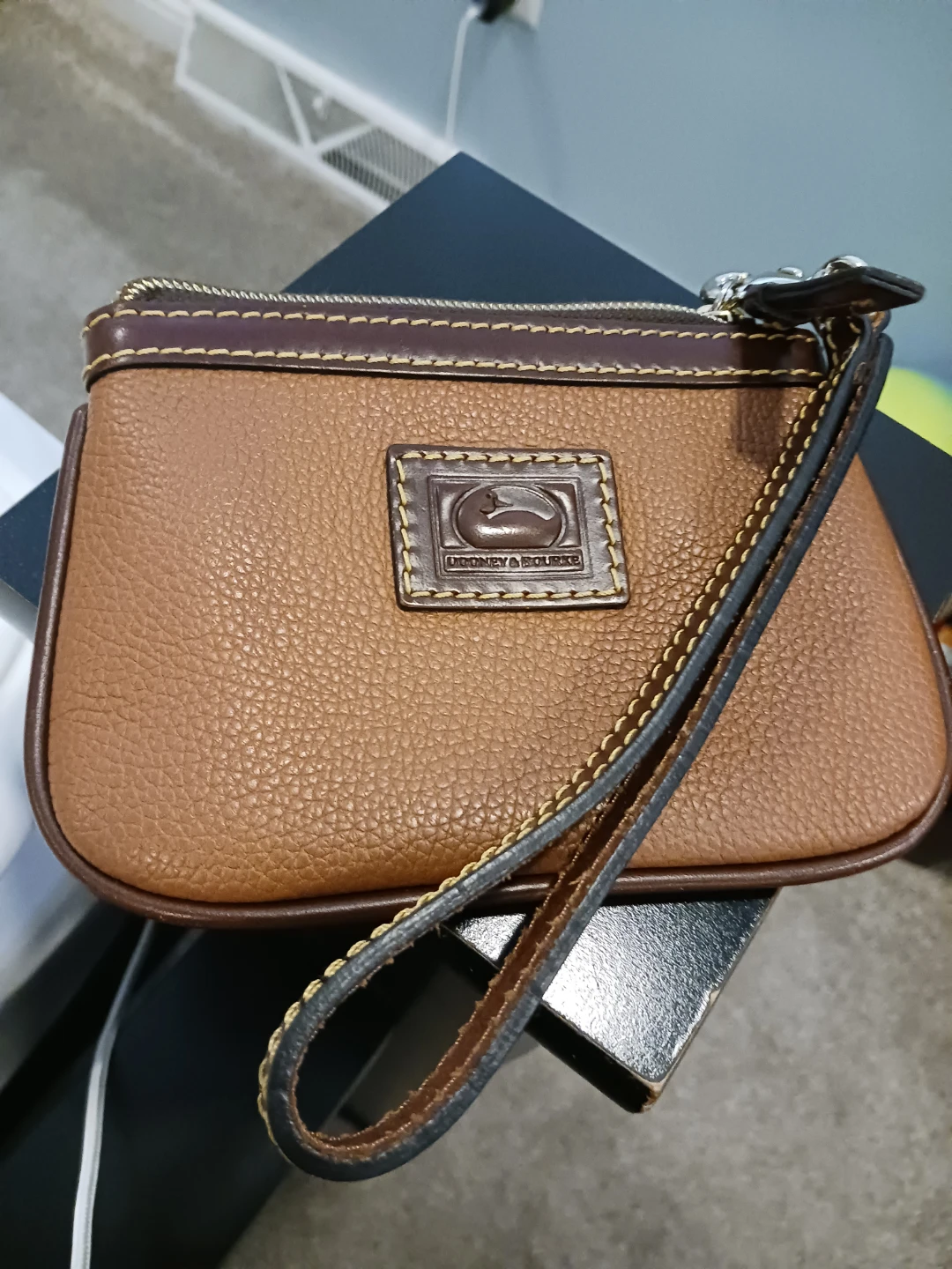 Dooney & Bourke Brown Leather Wristlet Pouch