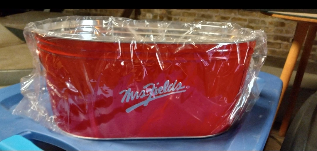 Mrs. Fields Red Oval Tin Basket