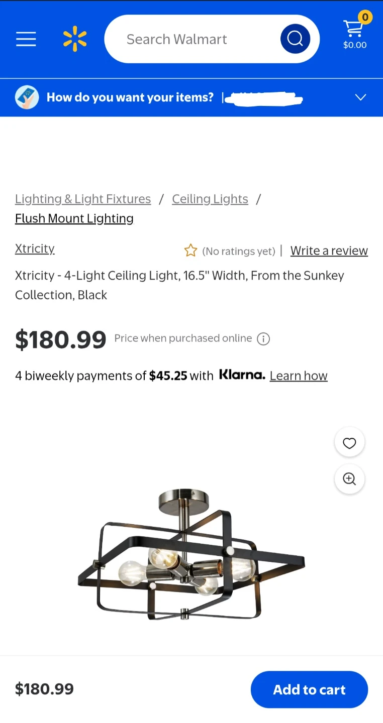 4-light square semi-flush mount light fixture